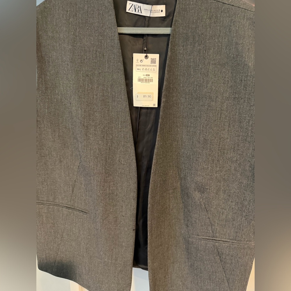 Zara Gray Blazer with Black Lining